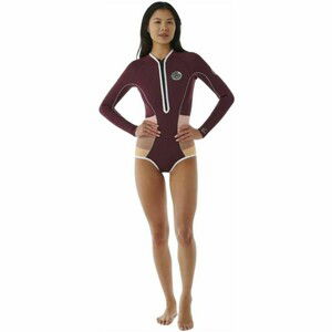 2024 Rip Curl Womens G-Bomb 1mm Hi-Cut Long Sleeve Shorty Wetsuit 13FWSP - Plum